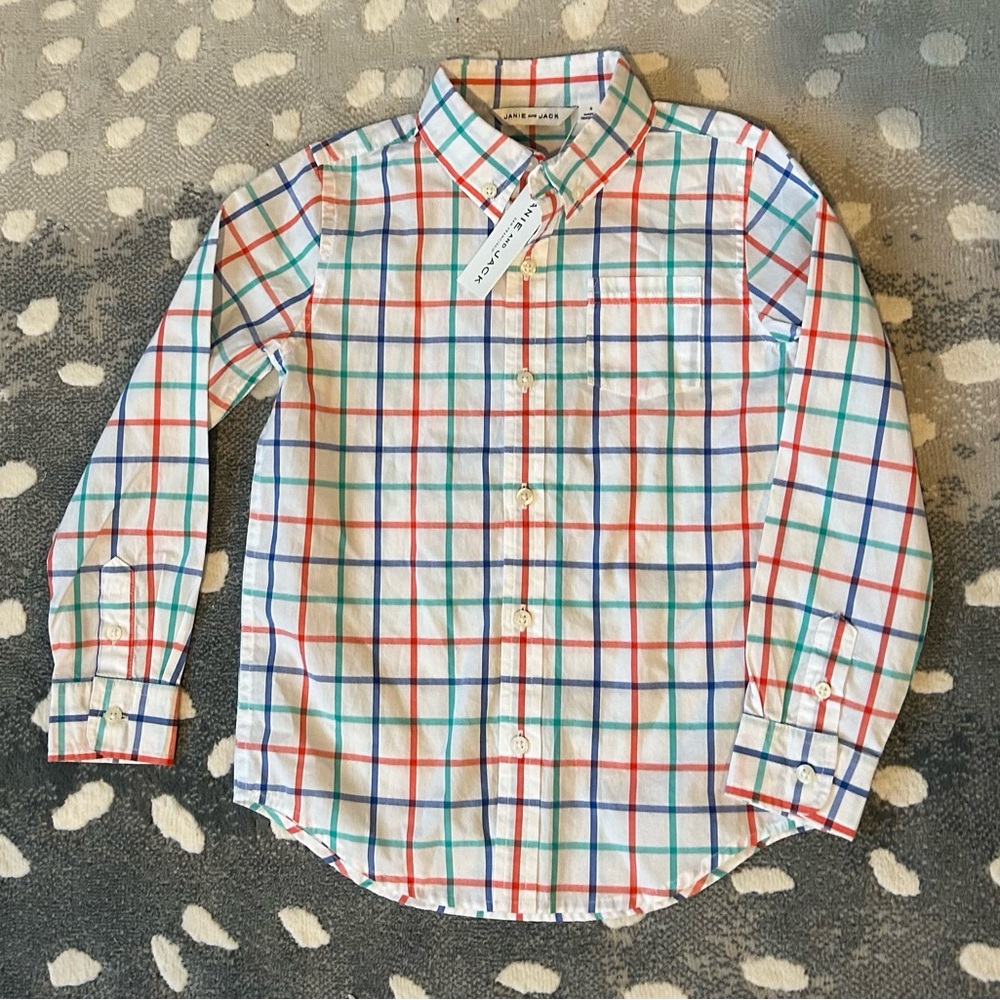 Janie and Jack Plaid Poplin Shirt